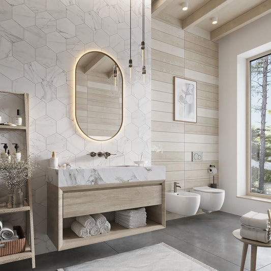 White 8 x 9 Matte Porcelain Hexagon Tile - Sample