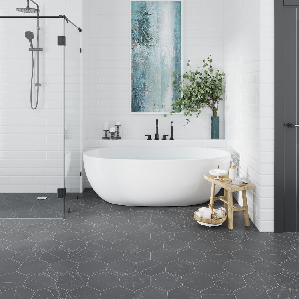 Black 8 x 9 Matte Porcelain Hexagon Tile