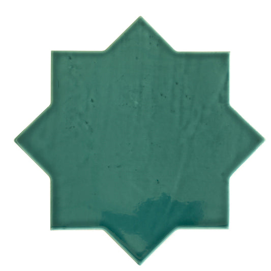Turquoise Blue 7 x 7 Glossy Porcelain Star Tile - Sample