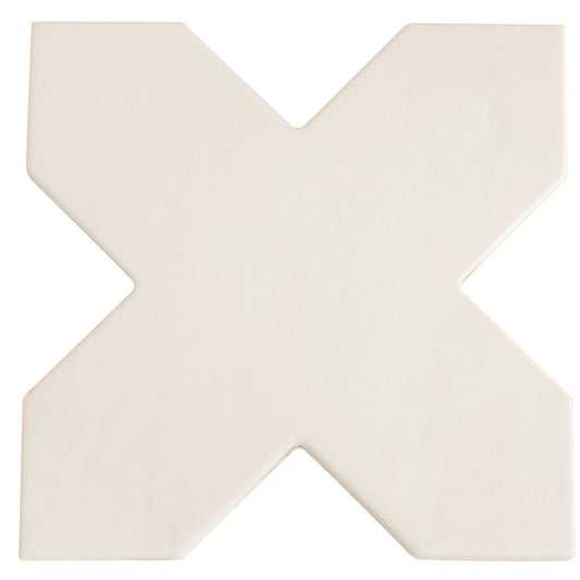 Pearl White 7 x 7 Glossy Porcelain Cross Tile - Sample