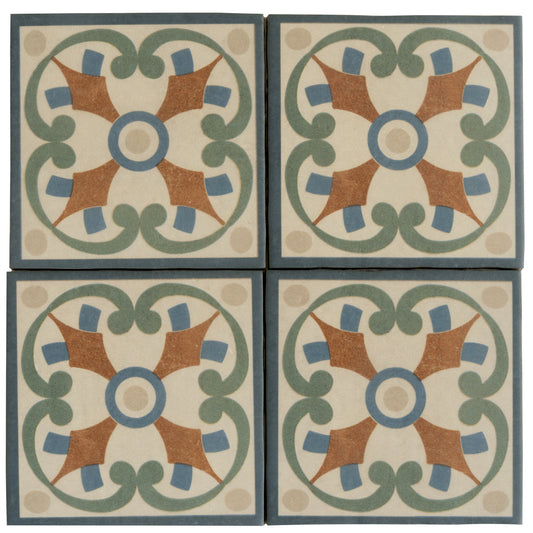 Deep Blue, Forest Green Terracotta 6 x 6 Matte Porcelain Tile - Sample