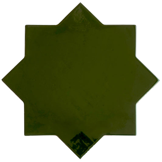 Deep Forest Green 7 x 7 Glossy Porcelain Star Tile - Sample