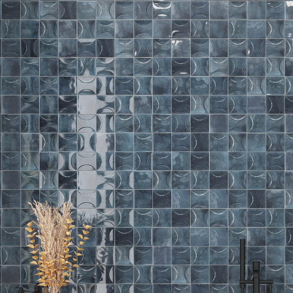 Spruce Blue 4 x 4 Glossy Ceramic Subway Deco Tile