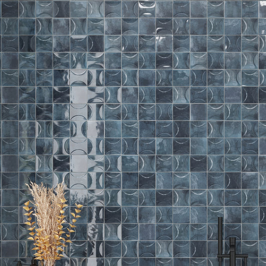 Spruce Blue 4 x 4 Glossy Ceramic Subway Deco Tile