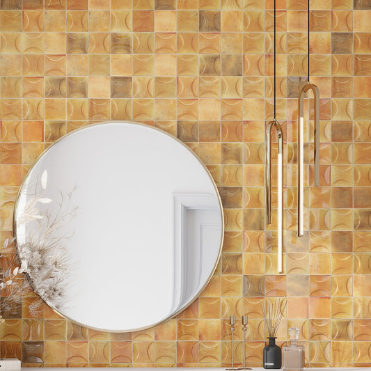 Honey Orange 4 x 4 Glossy Ceramic Subway Deco Tile