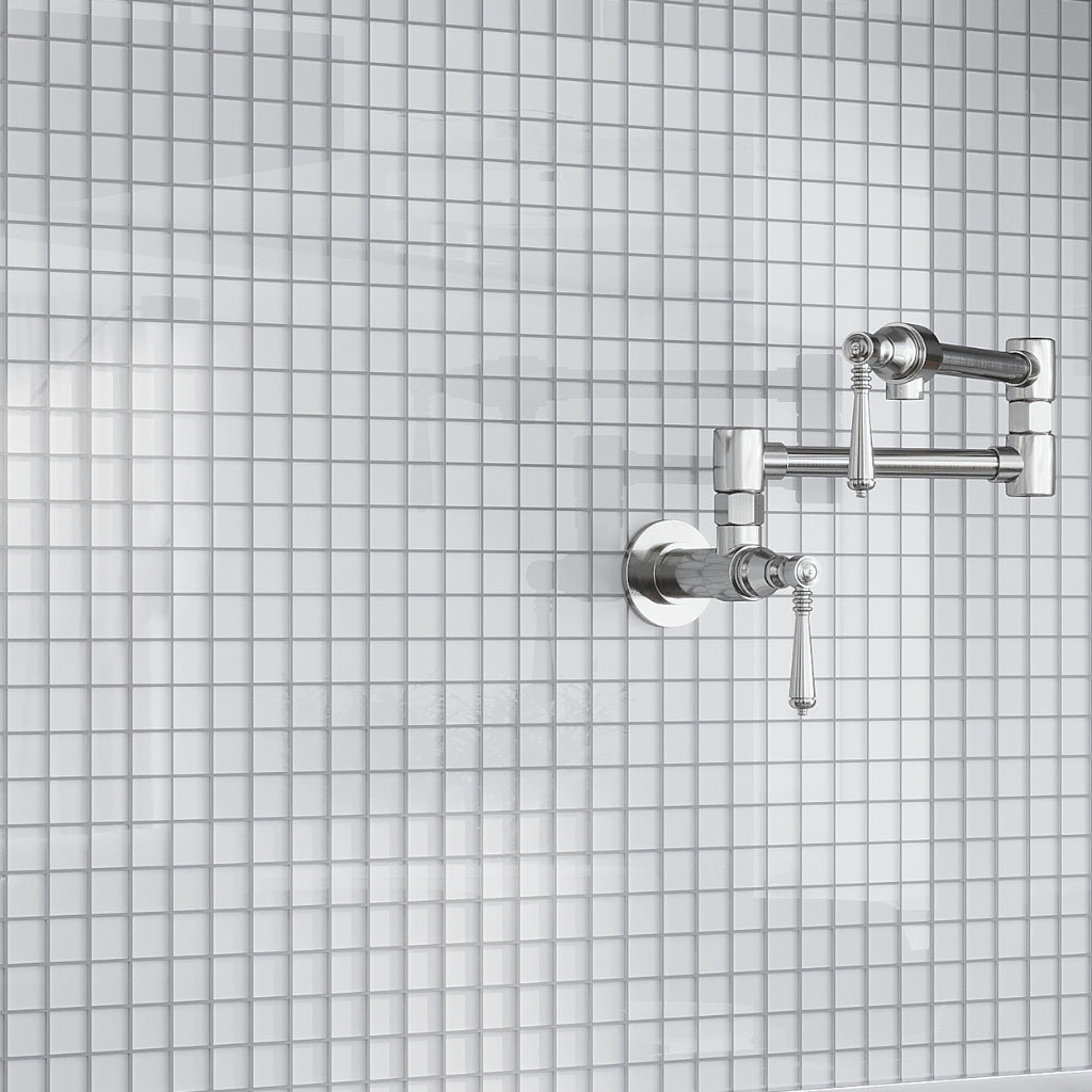 White 12 x 12 Glossy Glass Square Mosaic Tile
