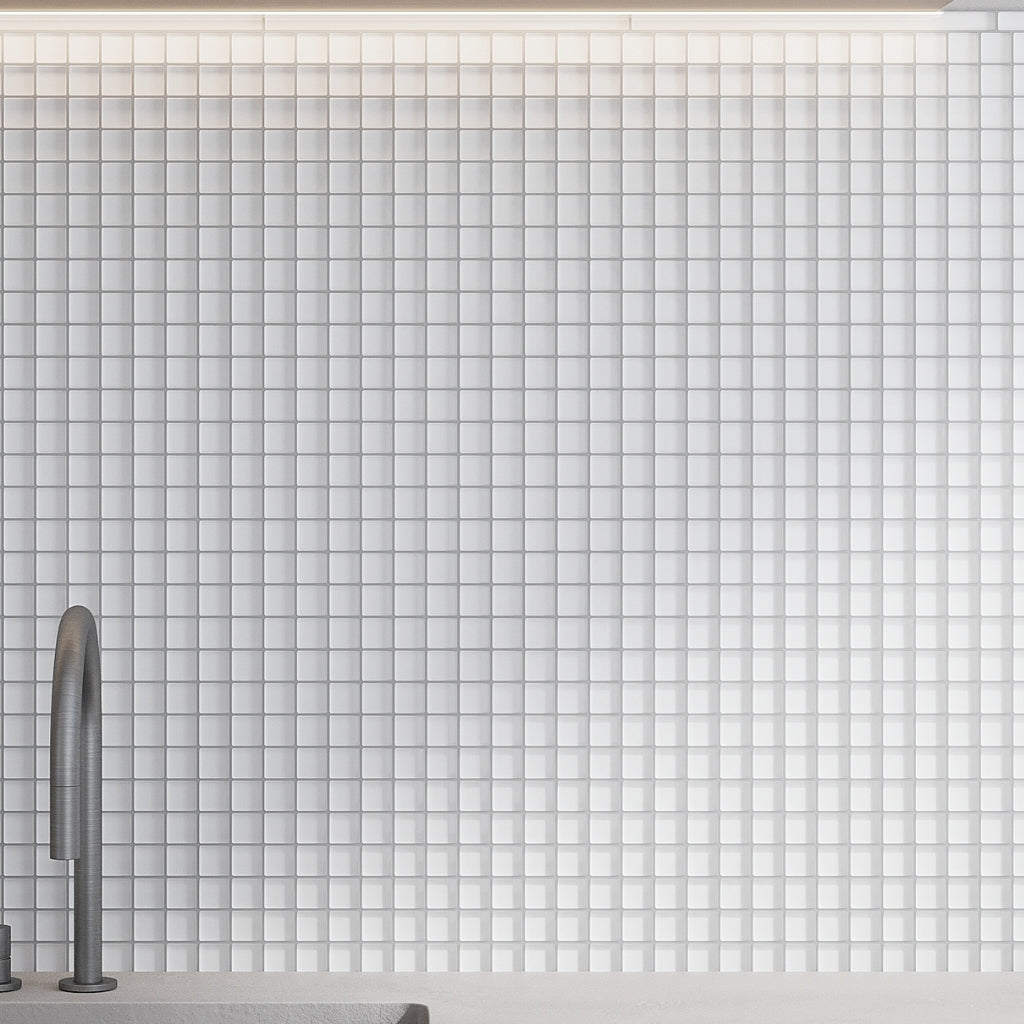 White 12 x 12 Matte Glass Mosaic Tile