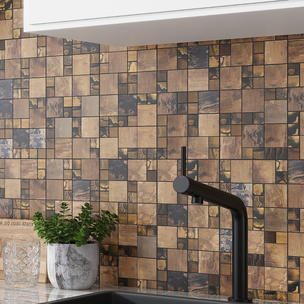 Bronze 12 x 12 Metal Matte Mosaic Tile