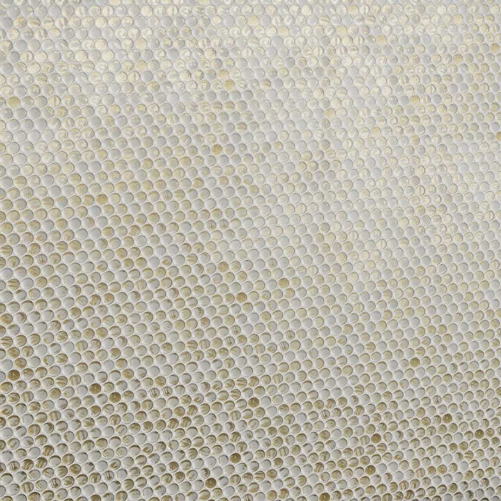 White and Gold 12 x 12 Glossy Penny Glass Mosaic Tile