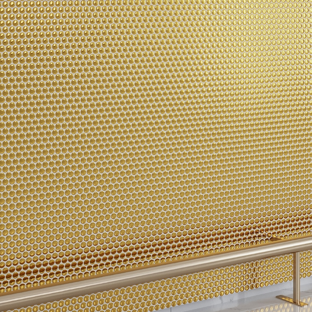 Gold 12 x 12 Glossy Porcelain Mosaic Tile
