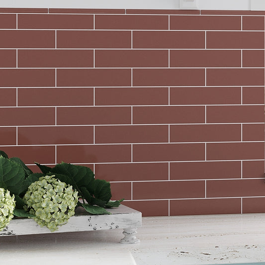 Red 2 x 8 Glossy Ceramic Subway Tile