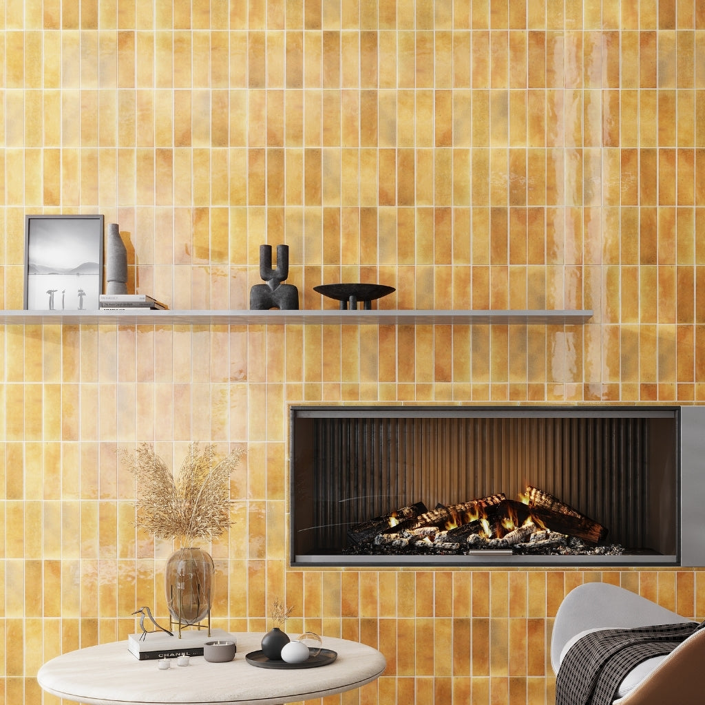 Honey Orange 2.5 x 8 Glossy Ceramic Subway Tile