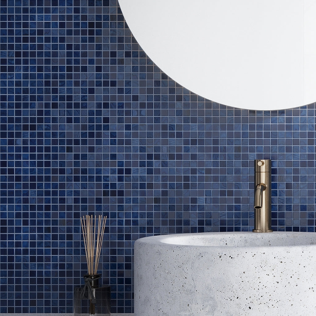 Navy Blue 12 x 12 Glossy Glass Mosaic Tile