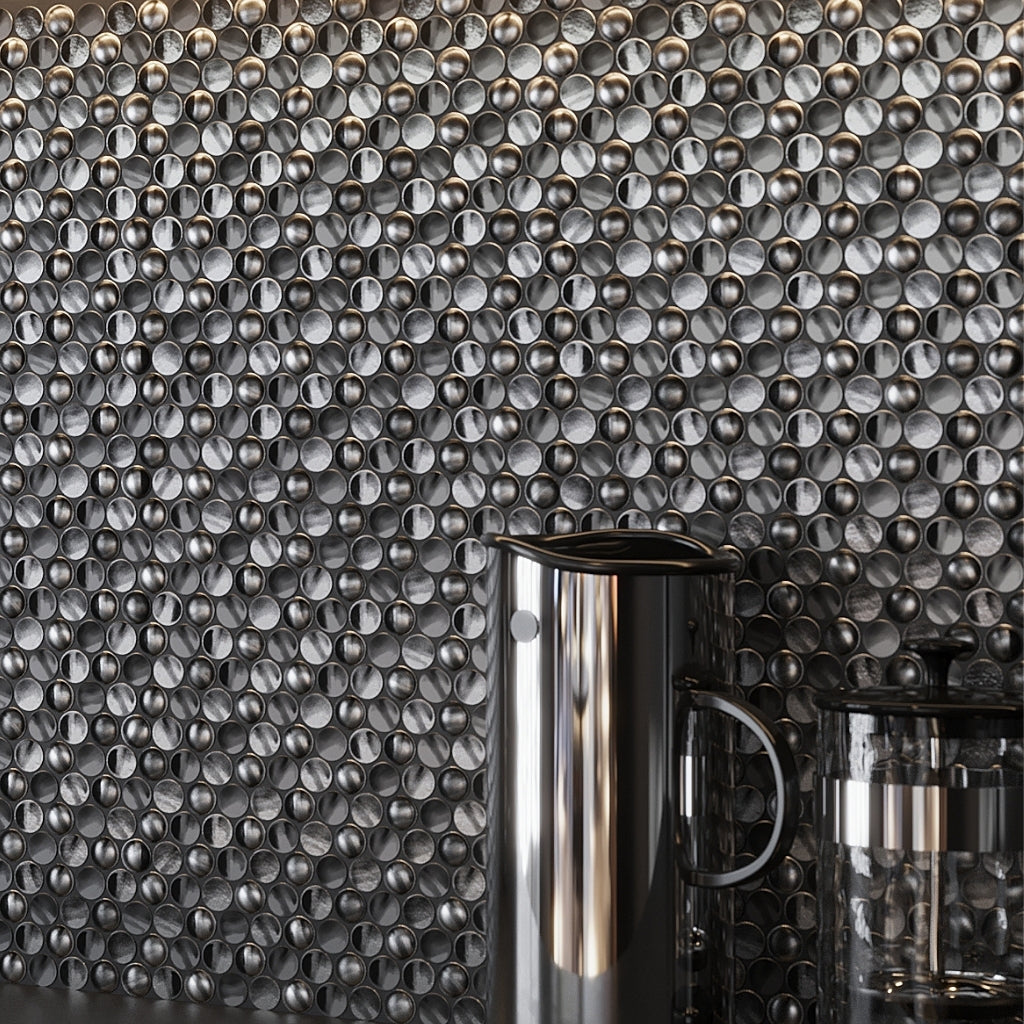 Anchor Gray 12 x 12 Polished Metal Mosaic Tile