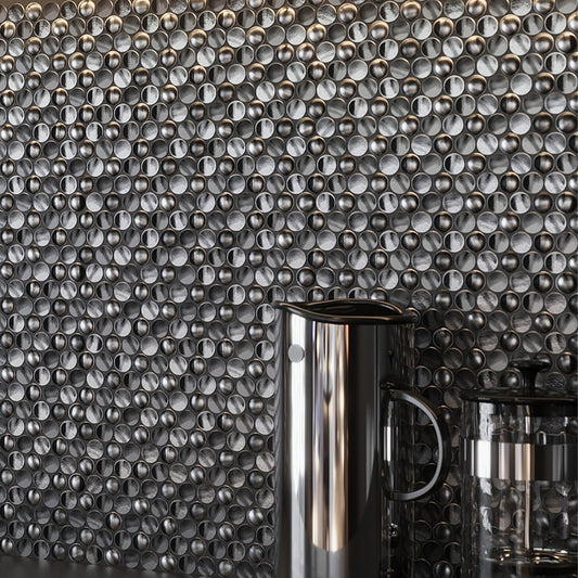 Anchor Gray 12 x 12 Polished Metal Mosaic Tile