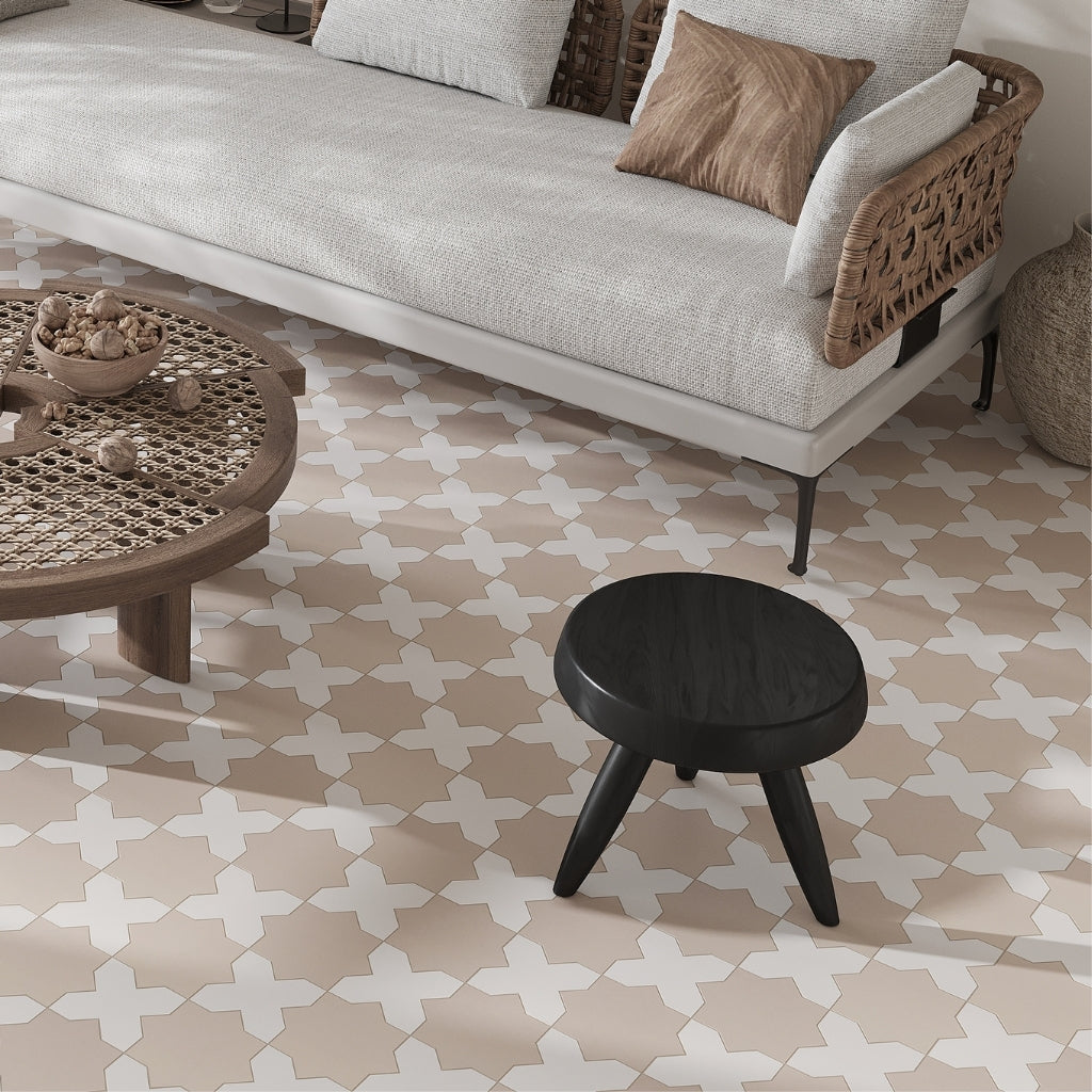 Ecru Taupe 7 x 7 Matte Porcelain Star Tile