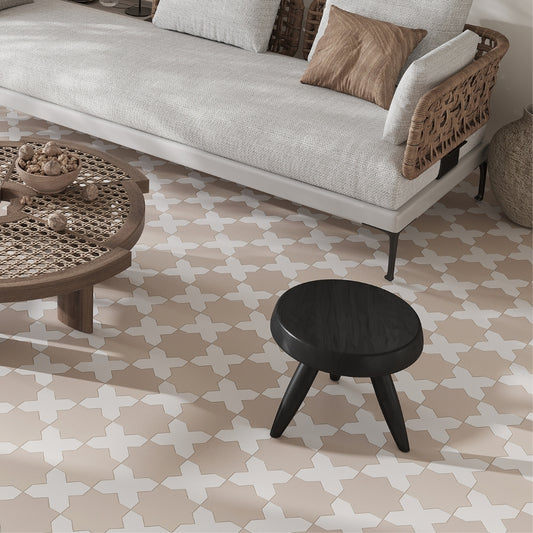Ecru Taupe 7 x 7 Matte Porcelain Star Tile