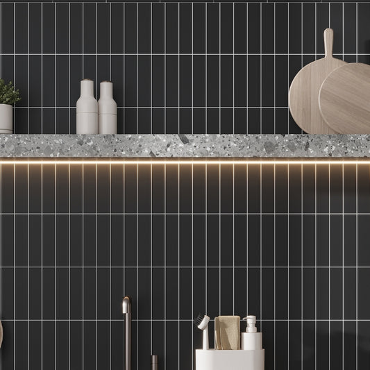 Black 2 x 8 Matte Ceramic Subway Tile