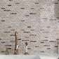 Beige 12 x 12 Polished, Split face Crema Marfil, Emperador Dark Marble Mosaic Tile