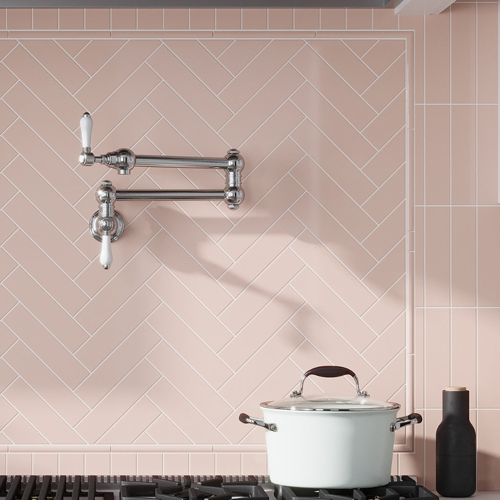 Pink 2 x 8 Glossy Ceramic Subway Tile