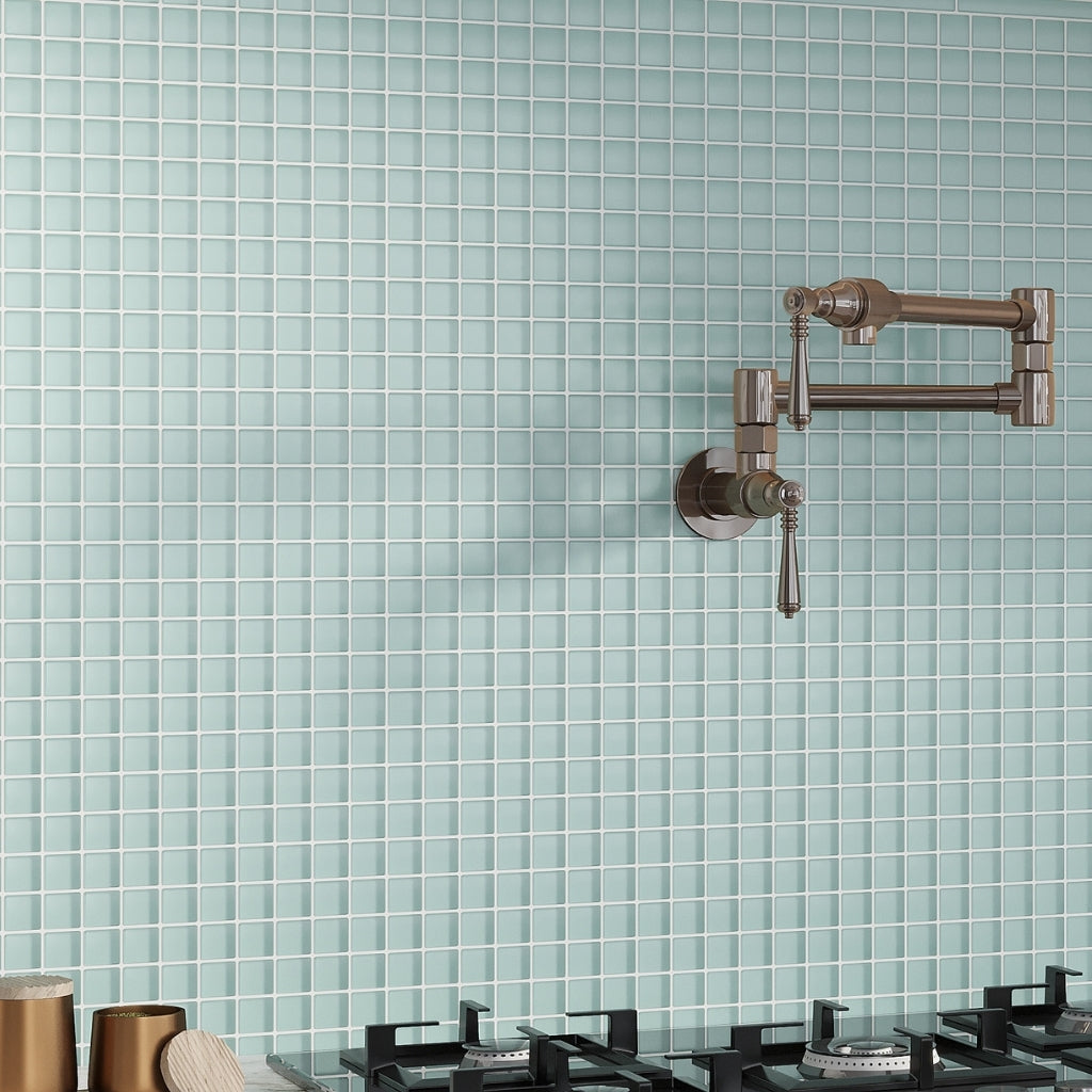 Blizzard Blue 12 x 12 Matte Glass Mosaic Tile