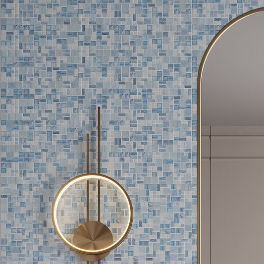 Light Blue 12 x 12 Glossy Versailles Glass Mosaic Tile