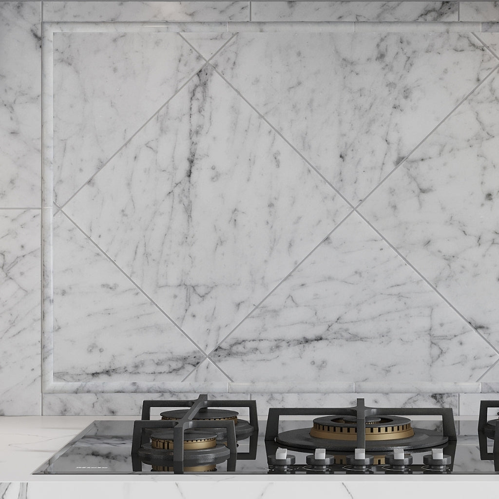 White 12 x 12 Honed Bianco Carrara Marble Large Tile