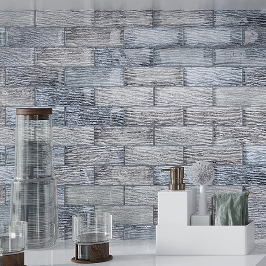 Wooden Brown 12 x 12 Glass Glossy Mosaic Tile