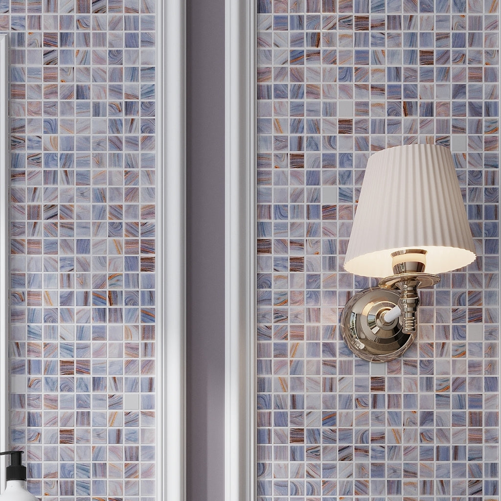 Manatee Blue 12 x 12 Glossy Glass Mosaic Tile