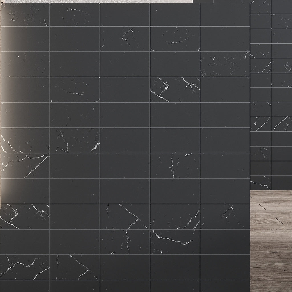 Eastern Black 3 x 6 Honed Marble Subway Tile