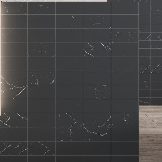 Eastern Black 3 x 6 Honed Marble Subway Tile