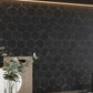 Black with white veins 10 x 12 Polished Glass, Recycled Glass Mosaic Tile