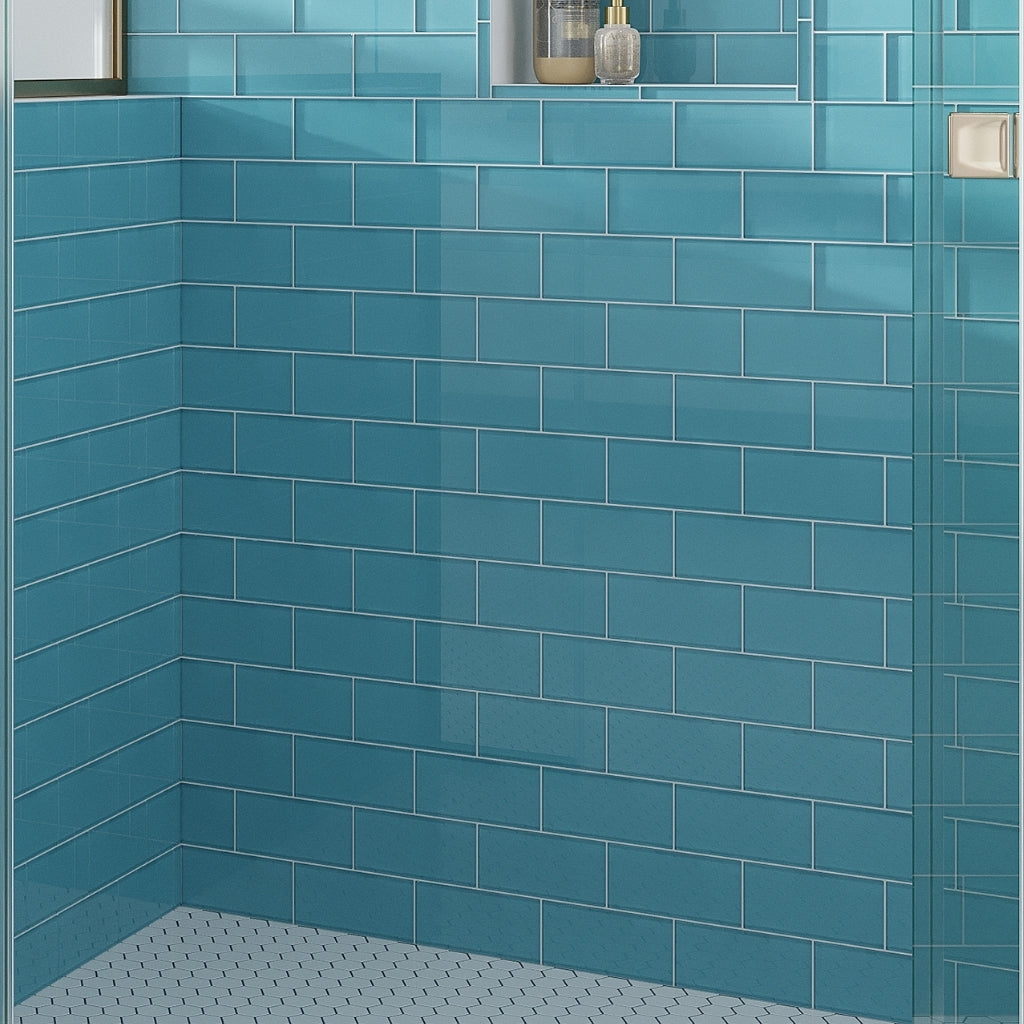 Sky Blue 3 x 6 Glossy Glass Subway Tile