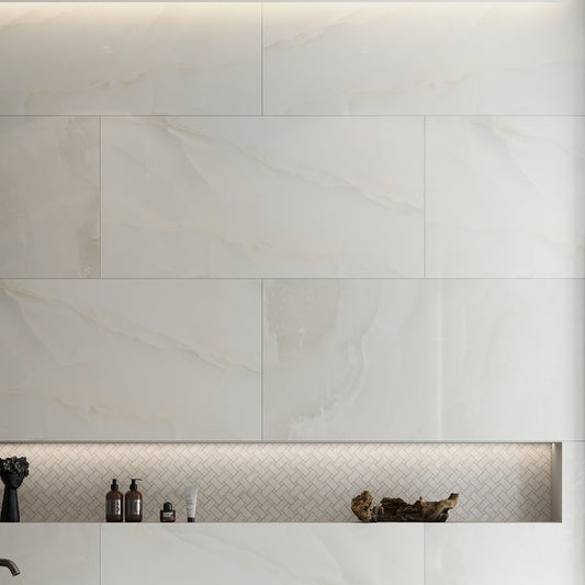 Alabaster White 36 x 36 Lappato Porcelain Large Tile