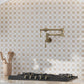 White, Beige 12 x 12 Polished Thassos, Crema Marfil Marble Mosaic Tile