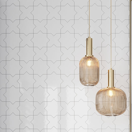 Pearl White 5 x 5 Glossy Ceramic Star Tile