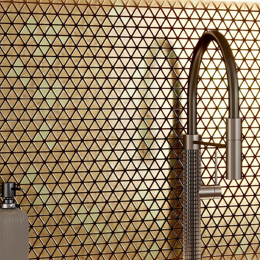 Shimmer Gold 12 x 12 Glossy Glass Triangle Tile