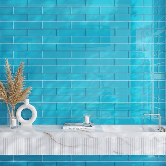 Sapphire Blue 3 x 12 Glossy Glass Subway Tile