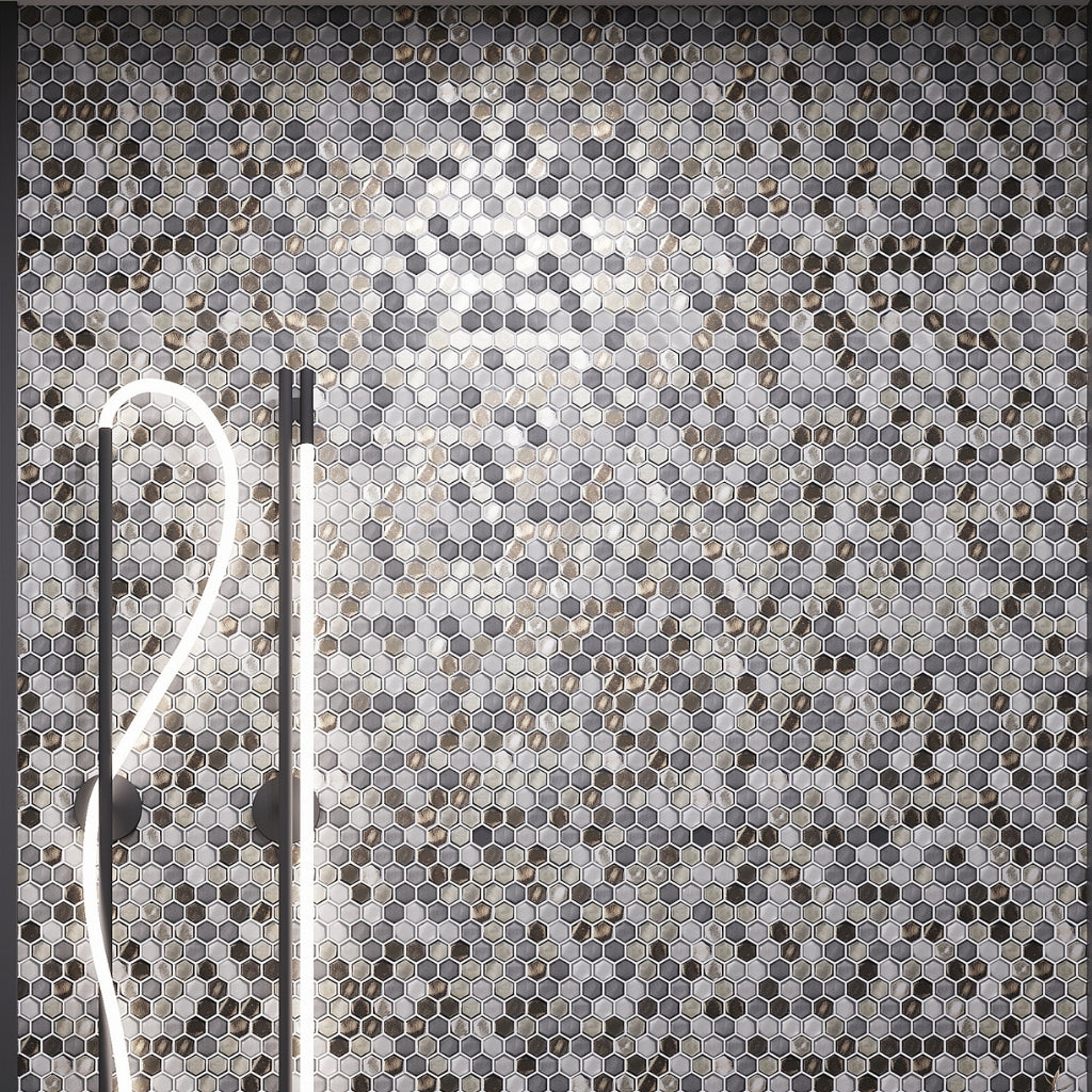 Gray 11 x 11 Glossy, Matte Glass Mosaic Tile
