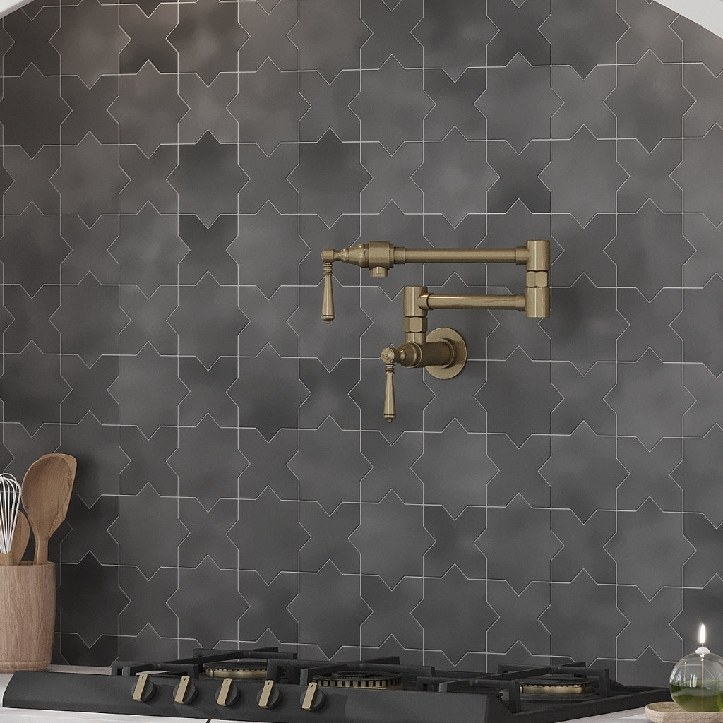 Black 5 x 5 Ceramic Matte Cross Tile