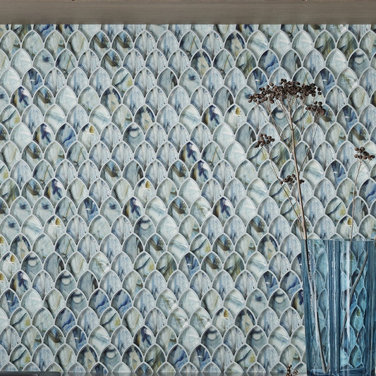 Blue 11 x 11 Glossy Glass Mosaic Tile