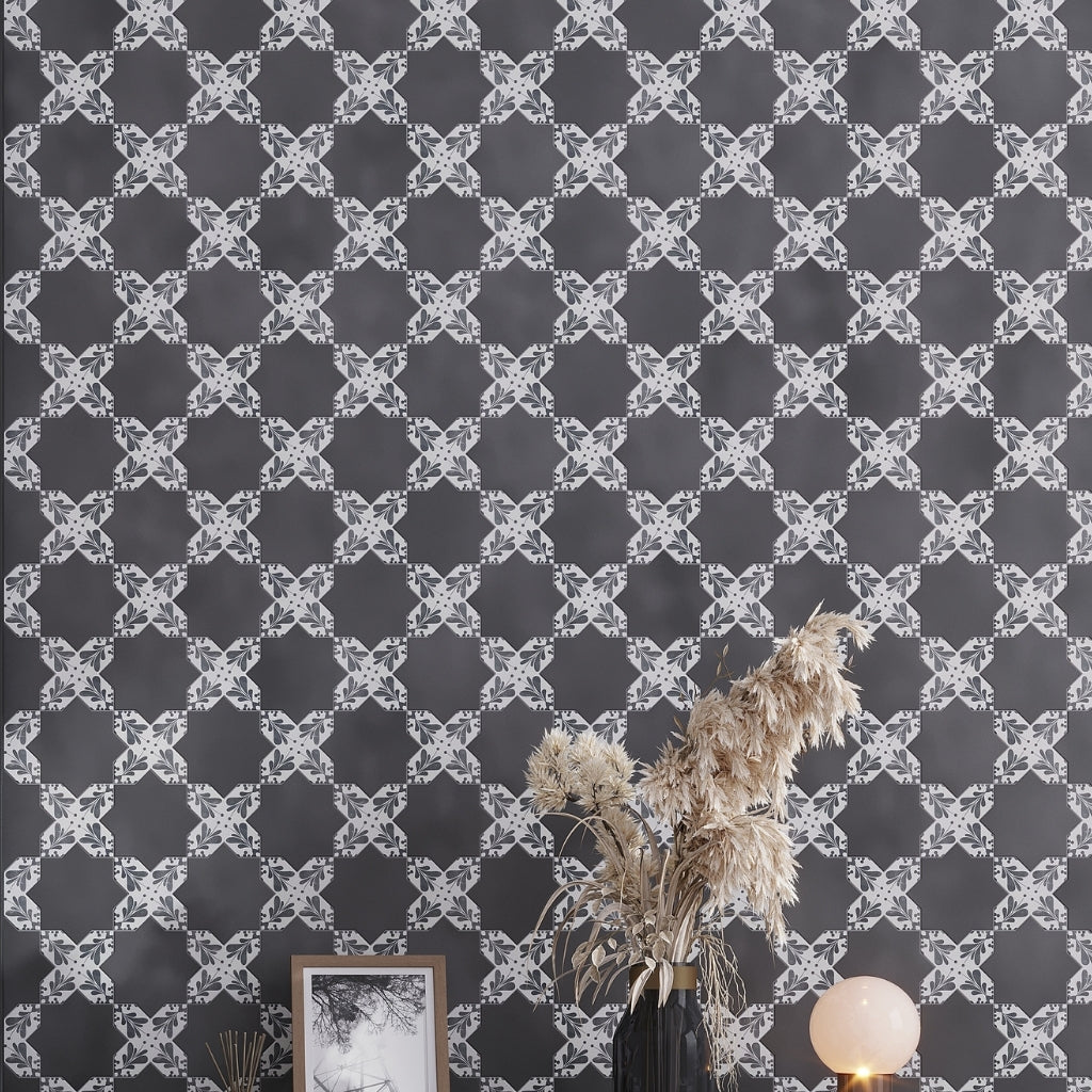 Black 5 x 5 Matte Ceramic Cross Tile