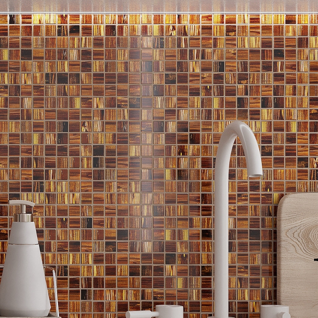 Bronze 12 x 12 Glossy Glass Mosaic Tile