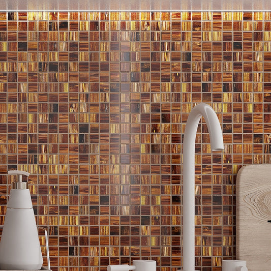 Bronze 12 x 12 Glossy Glass Mosaic Tile
