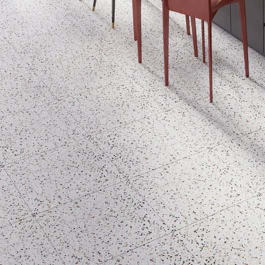 Bright White with Orange, beige flecks 24 x 24 Matte Porcelain Large Tile