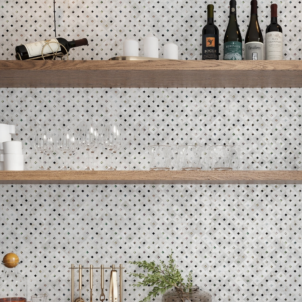 White 12 x 12 Polished Mother of Pearl Shell Mosaic Tile