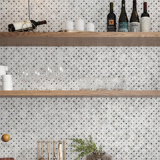White 12 x 12 Polished Mother of Pearl Shell Mosaic Tile