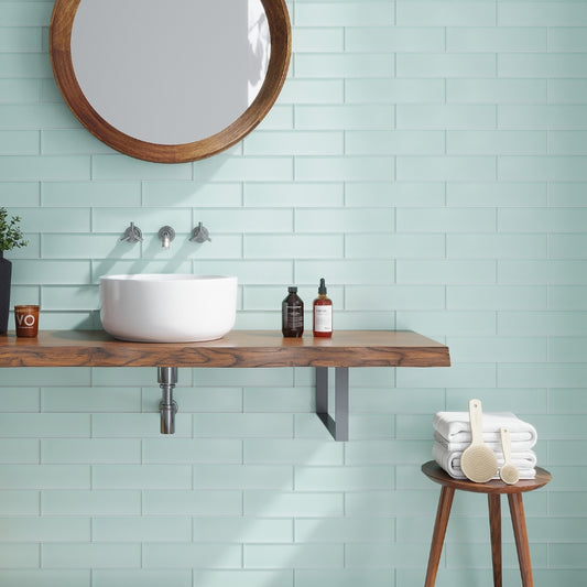 Blizzard Blue 3 x 12 Matte Glass Subway Tile