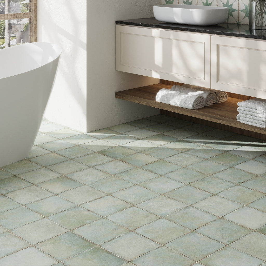 Dusty Sage Green 8x8 Matte Porcelain Square Tile