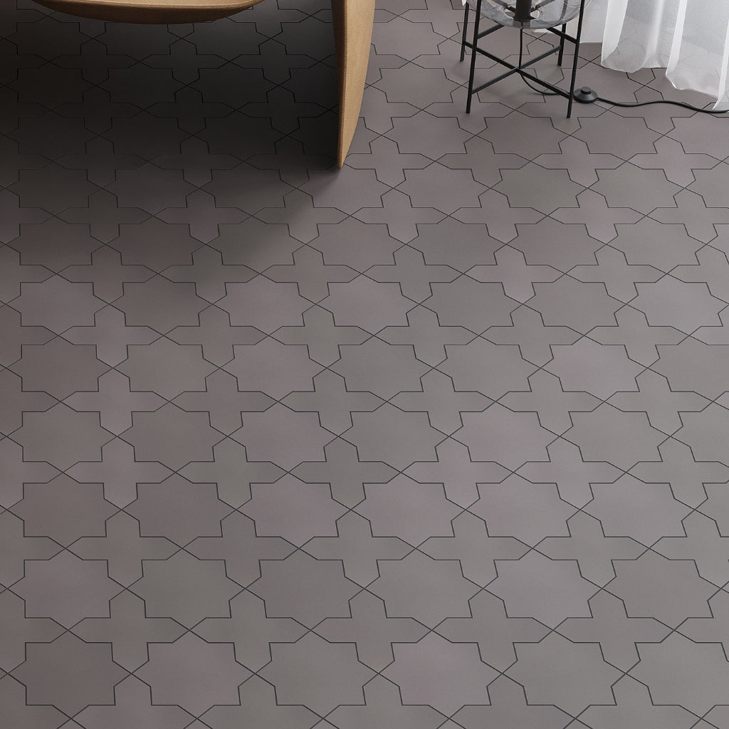 Graphite Black 5 x 5 Matte Porcelain Cross Tile